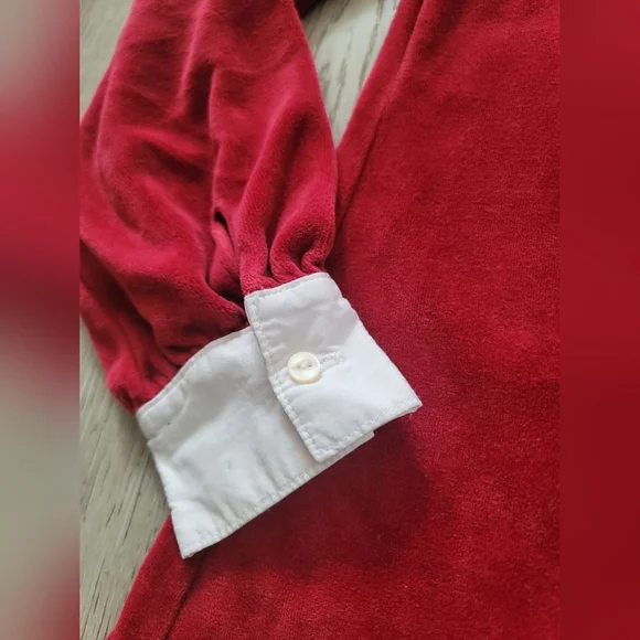 Ralph Lauren Girls' Red Velour Peter Pan Collar Button Back Dress 6Y